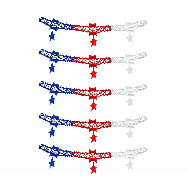 Packx5 Guirnaldas Fiestas Patrias Tricolor + Estrellas 2.60m 5