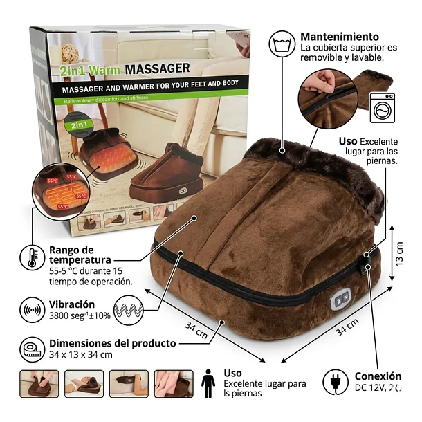 Bota Calefactor Calienta Masaje Pies Cuello Espalda Abdomen  5