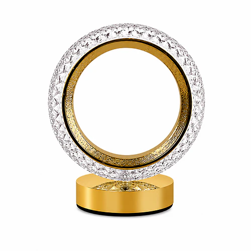 Lámpara de Mesa LED Recargable Diseño Circular Dorado Dimerizable 3 Tonos