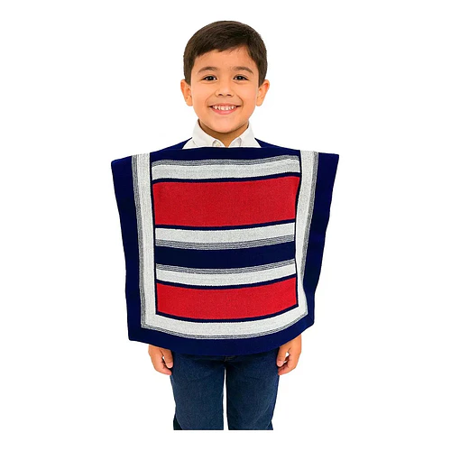 Poncho De Huaso Chileno Tricolor Fiestas Patrias 35x42cm LC