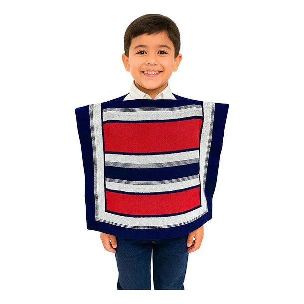 Poncho De Huaso Chileno Tricolor Fiestas Patrias 35x42cm LC 1
