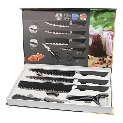 Set Cuchillo 6 Piezas Acero Pelador Puntilla Cuchillo Carne
