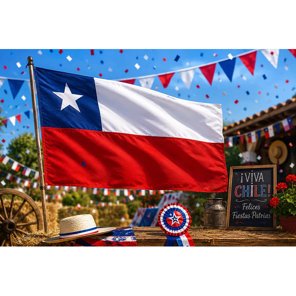 Bandera De Chile 60x90 Cm Fiestas Patrias  6