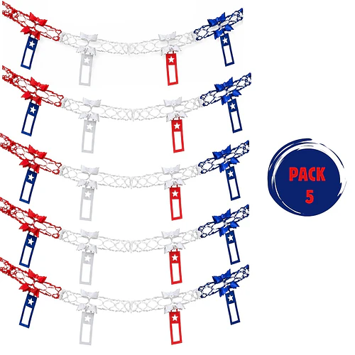 Pack X5 Guirnalda Decorativa Tricolor Calada Con Banderines 2,60M