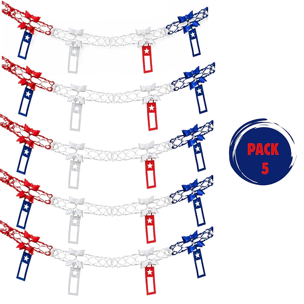 Pack X5 Guirnalda Decorativa Tricolor Calada Con Banderines 2,60M 1