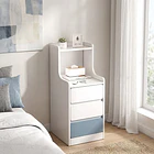 Velador Angosto Con Cajones  Homer Design Color 30*34*87cm  Blanco   2