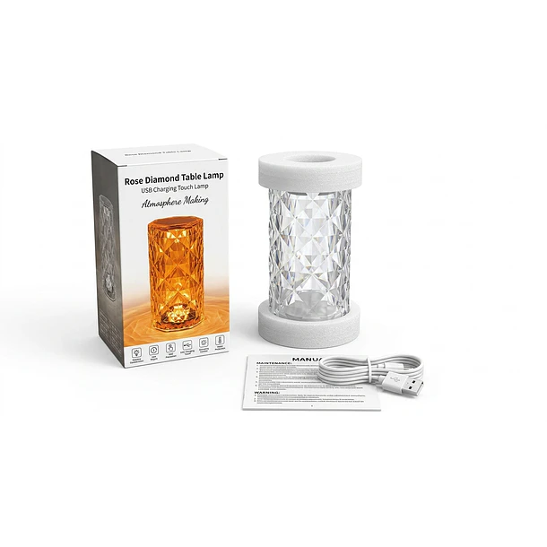 Lámpara De Mesa Rose Diamond Colores Táctil Con Mando 3