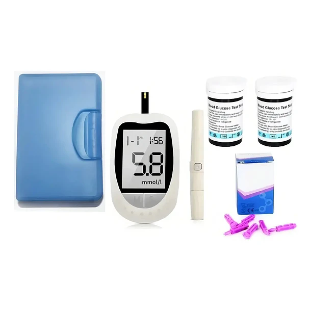 Medidor De Glicemia Glucómetro Digital +50 Tiras Reactivas Y Lancetas, Color Blanco  TN  1