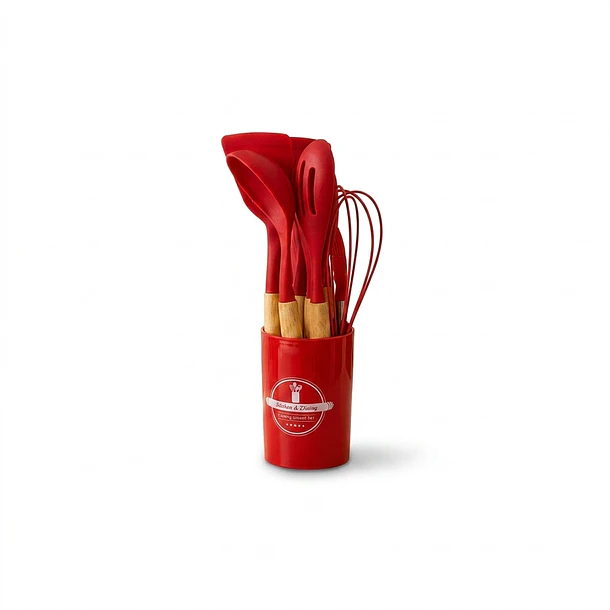 Set de Utensilios de Cocina de Silicona 12 Piezas Color Rojo 1