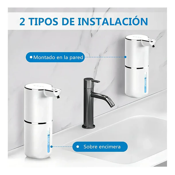 Dispensador De Jabón Automático Con Sensor Recargable USB Tipo C 380ml 3