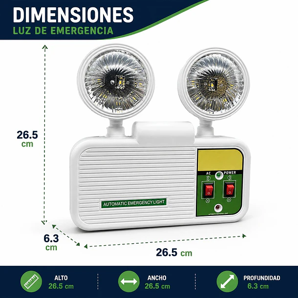 Lámpara Emergencia Led Doble Foco Recargable 3.7v / 1800mah TC 6