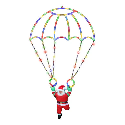 Adorno Navideño Papá Noel En Paracaídas Solar Multicolor  TC