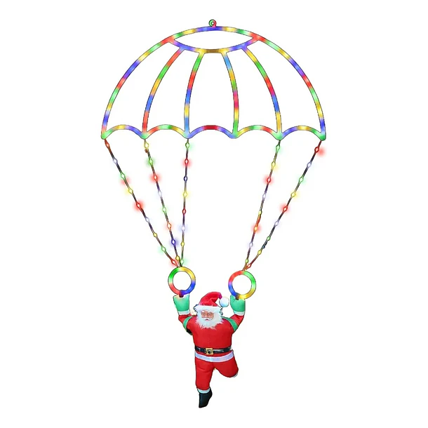 Adorno Navideño Papá Noel En Paracaídas Solar Multicolor  TC 1