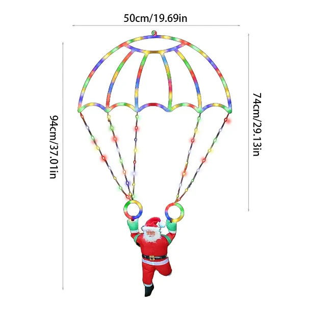 Adorno Navideño Papá Noel En Paracaídas Solar Multicolor  TC 4