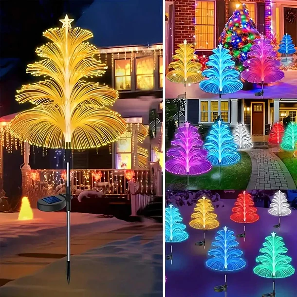 Estaca Solar De Fibra Óptica En Forma De Árbol Navideño tc 1