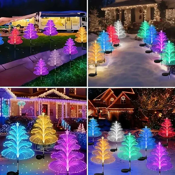 Estaca Solar De Fibra Óptica En Forma De Árbol Navideño tc 2