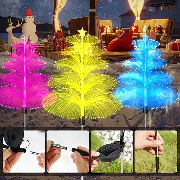 Estaca Solar De Fibra Óptica En Forma De Árbol Navideño tc 5