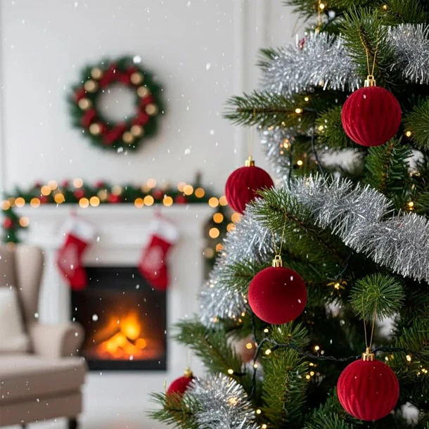 Set X6 Esferas Navideñas De Terciopelo Adornos Árbol Navidad LC 2