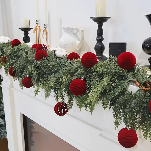 Set X6 Esferas Navideñas De Terciopelo Adornos Árbol Navidad LC 4