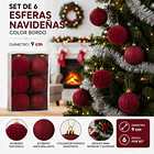 Set X6 Esferas Navideñas De Terciopelo Adornos Árbol Navidad LC 5
