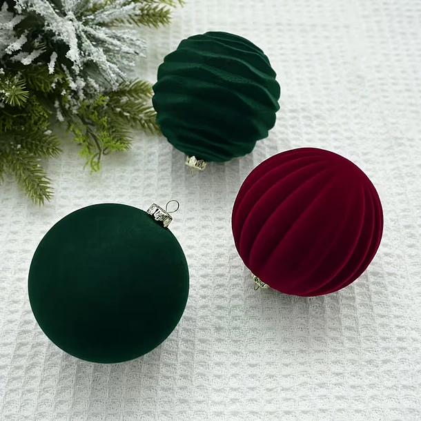 Set X6 Esferas Navideñas De Terciopelo Adornos Árbol Navidad LC 6