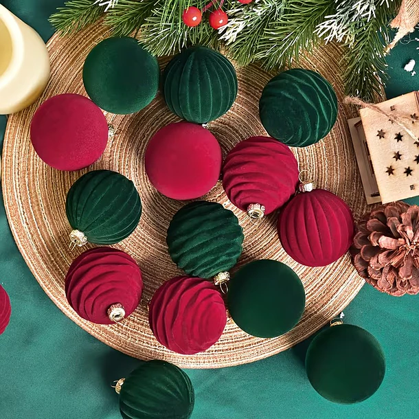 Set X6 Esferas Navideñas De Terciopelo Adornos Árbol Navidad LC 13