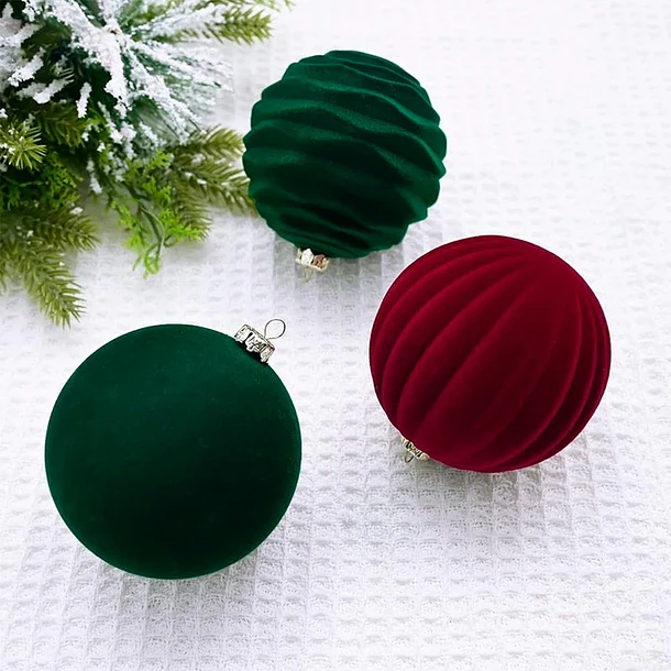 Pack X18 Esferas Navideñas Bambalinas Bordo-beige-verde 9cm LC 2