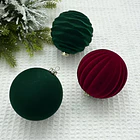 Pack X18 Esferas Navideñas Bambalinas Bordo-beige-verde 9cm LC 6