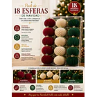Pack X18 Esferas Navideñas Bambalinas Bordo-beige-verde 9cm LC 10