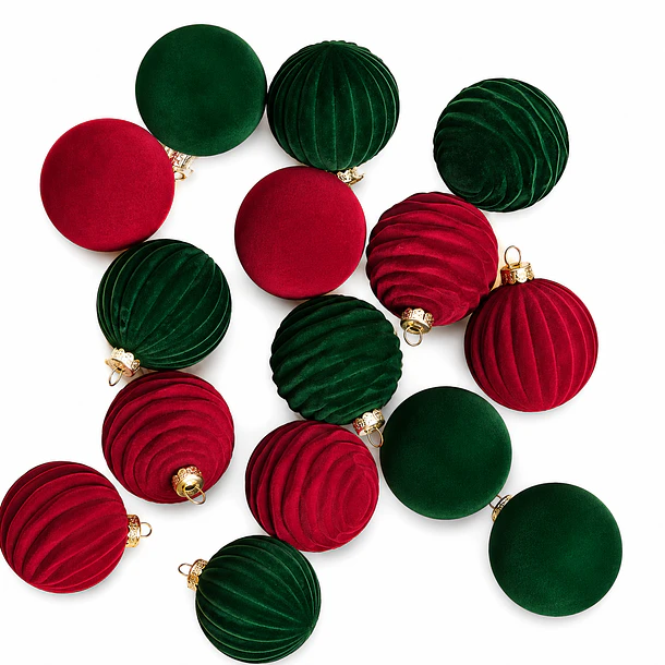 Set X6 Esferas Navideñas De Terciopelo Adornos Árbol Navidad LC 1