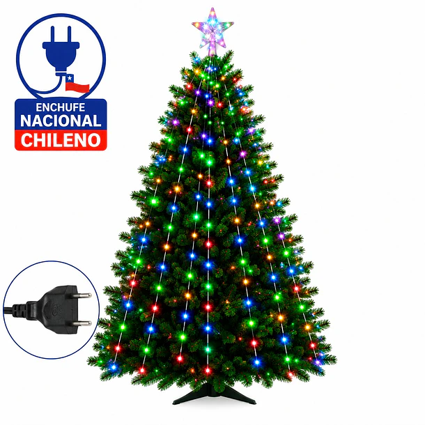 Luces Navideñas Cascada Para Árbol 1.5 Metros Led Multicolor NV 4