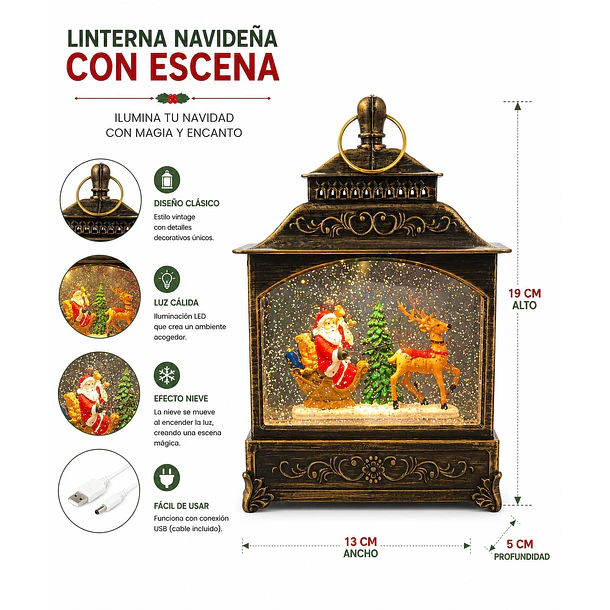 Adorno Farol Navideño Con Luz Y Sonido Estilo Vintage NV 10