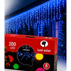 Luces Navideñas Solares Cascadas Exterior 200 Led 6 Metros 8 Funciones NV 7