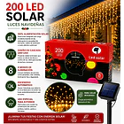Luces Navideñas Solares Cascadas Exterior 200 Led 6 Metros 8 Funciones NV 13