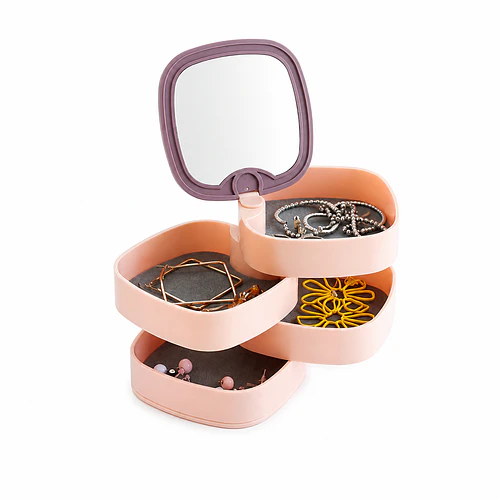 Organizador De Joyas 4 Niveles - Joyero 360o Con Espejo