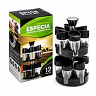 Especiero Giratorio 2 Niveles + Set 12 Piezas Condimenteros Negro 1