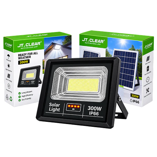 Foco Reflector 300w Exterior + Panel Solar + Control Remoto  MD