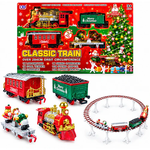 Tren Navideño Suspendido Para Árbol 44 Piezas Luz Y Sonido 