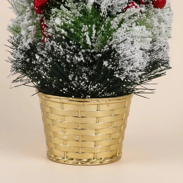 Mini Árbol De Navidad De Mesa Nevado Con Adornos 39cm  3