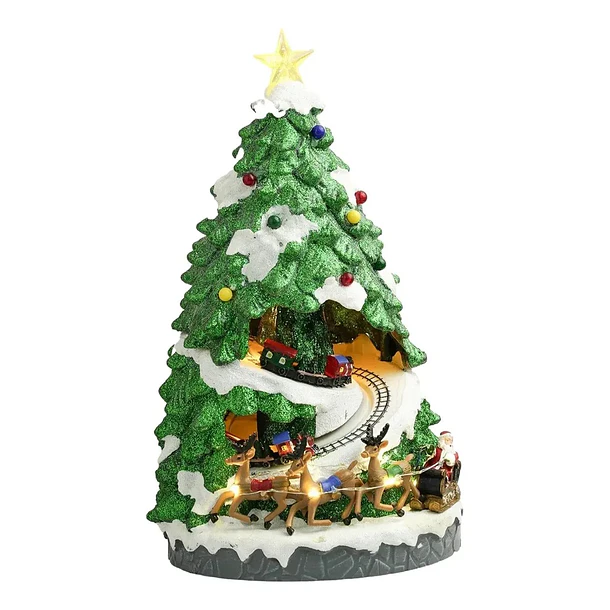 Adorno Navideño Musical Árbol Giratorio Con Tren Y Luces 1