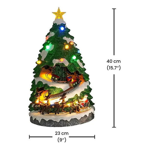 Adorno Navideño Musical Árbol Giratorio Con Tren Y Luces 3