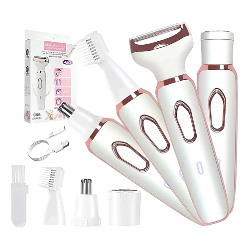 Kit De Depilación Y Rasurado Femenino 4 En 1 Recargable Usb 