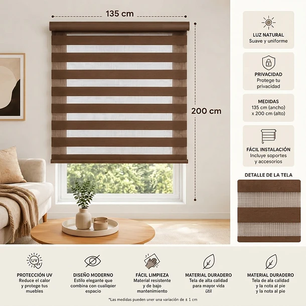 CORTINA ROLLER TIPO ZEBRA PREMIUM - 135x200 CM 10