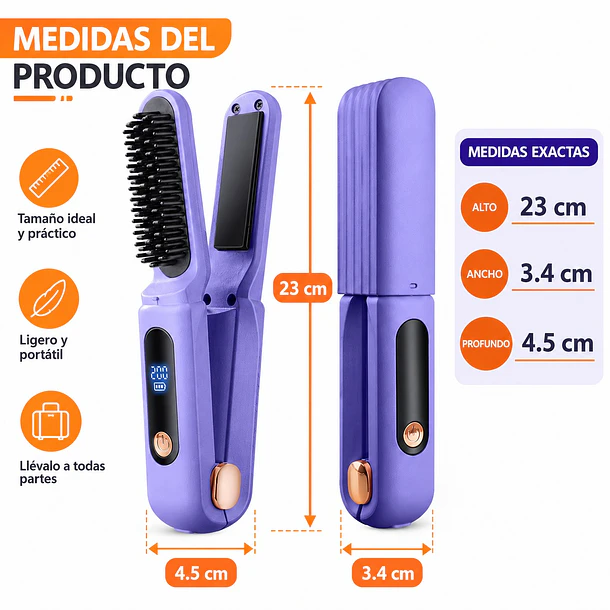 Cepillo Plancha Alisadora 2 En 1 Portátil Recargable Usb CH 3