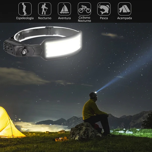 Linterna Frontal LED Recargable con Sensor de Movimiento 3
