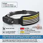 Linterna Frontal LED Recargable con Sensor de Movimiento 6