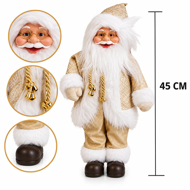 Muñeco  Papá Noel de pie de 45cm para centros de mesa festivos en el hogar, color dorado 3