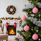 Set X6 Esferas Navideñas De Terciopelo Adornos Árbol Navidad 2