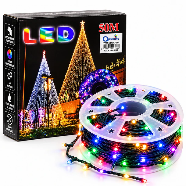 Luces Navideñas Led Guiñol Guirnalda En Carrete 50 Metros 1