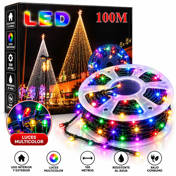 Luces Navideñas Led Multicolor 100 Metros En Carrete 1